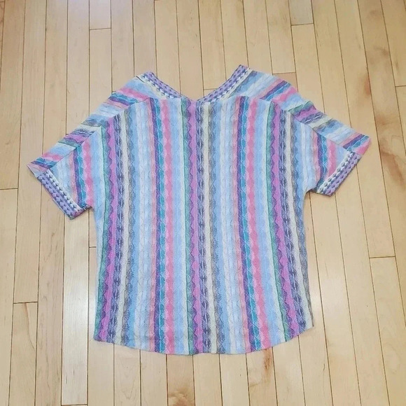 Aldo Martins multicolor patterned top V-neck Breathable Coogi vibes | size 8 - Picture 3 of 6